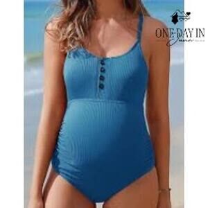 Summer Mae Maternity Ribbed One Piece Swimsuit Size S